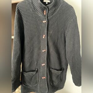 100% Cotton Black Waffle Jacket with Toggle Buttons - Large